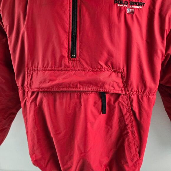 Polo Sports Ralph Lauren Puff jacket‎ reversible mens Large blue red spell out - Picture 2 of 11